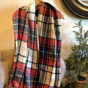 Sole Society Navy, Red, and Cream Plaid Scarf